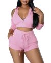 Women Casual Solid Off the Shoulder Half Sleeve Backless Two Pieces Short Sets