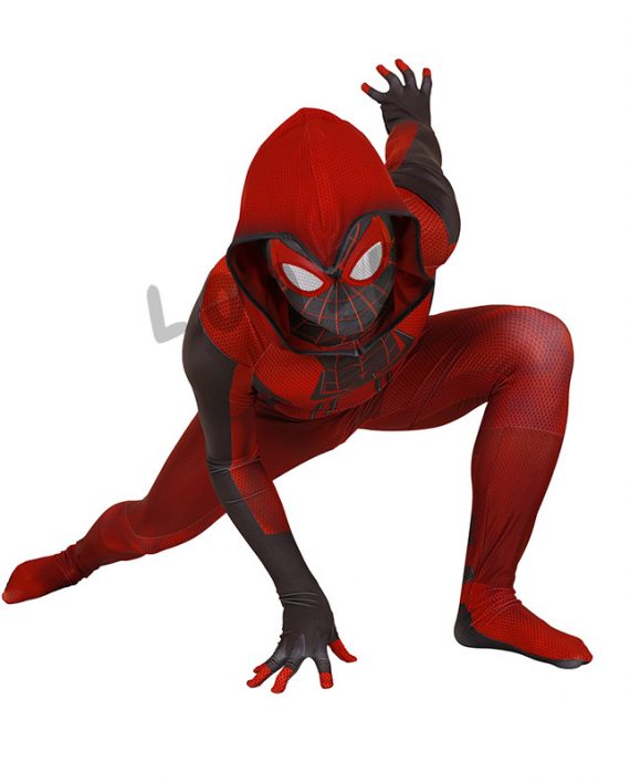 PS5 Miles Morales Costume Adult And Kids Crimson Cowl Suit