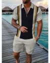 Men's Casual Short Sleeve Polo and Shorts Two Piece Set