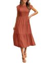 Women's Casual Flutter Sleeve Smocked Maxi Dress