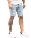 Men Ripped Raw Hem Denim Pants Solid Color Fashion Jean Shorts