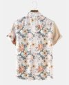 Men Random Floral Print Tops Fashion Short Sleeve Hawaiian Shirt