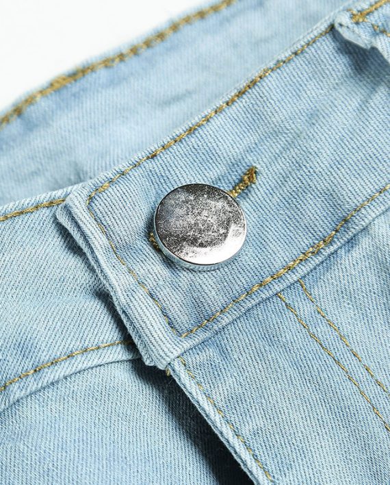 Men Ripped Raw Hem Denim Pants Solid Color Fashion Jean Shorts