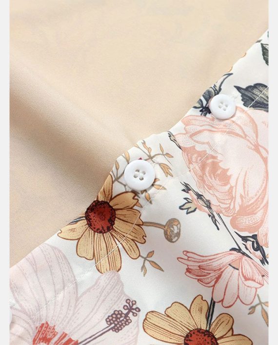 Men Random Floral Print Tops Fashion Short Sleeve Hawaiian Shirt