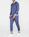 Mens Plaid Sportwear Fashion Gentlemen Tracksuit