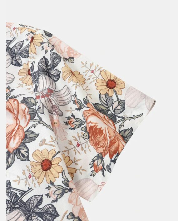 Men Random Floral Print Tops Fashion Short Sleeve Hawaiian Shirt