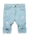 Men Ripped Raw Hem Denim Pants Solid Color Fashion Jean Shorts