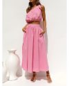 Ladies One Shoulder Two Piece Solid Color Dress