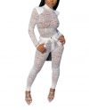 Black Lace Turtleneck Perspective Two Piece Set