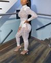 Black Lace Turtleneck Perspective Two Piece Set