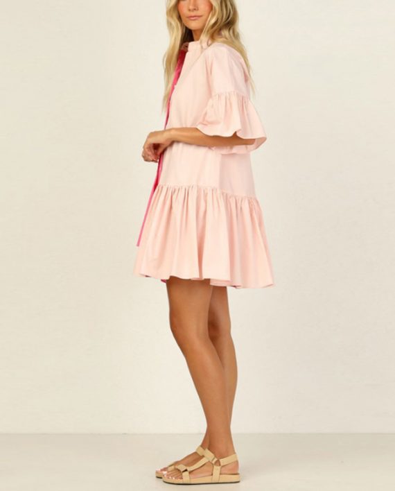 Relaxed Fit Flared Half Sleeve Mini Dress For Women