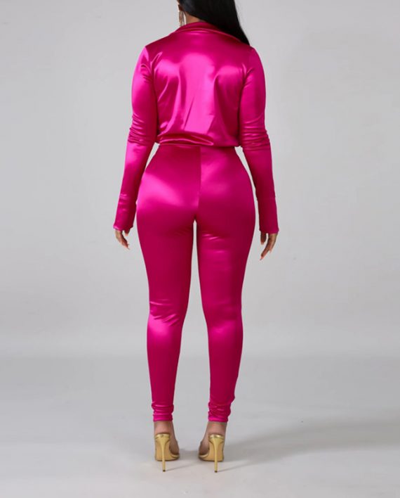 Women V-Neck Elegant Long Sleeve Top And Leggings 2 Piece Sets