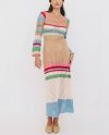 Women’s Crew Neck Multi Color Crochet Maxi Dress