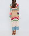 Women’s Crew Neck Multi Color Crochet Maxi Dress
