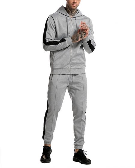 Men Sports Stripe Long Sleeve Top And Pants Tracksuit Sets