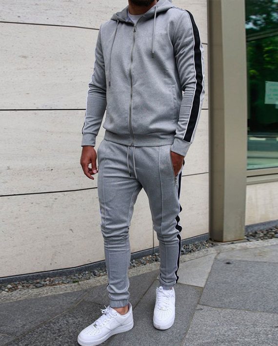 Men Sports Stripe Long Sleeve Top And Pants Tracksuit Sets
