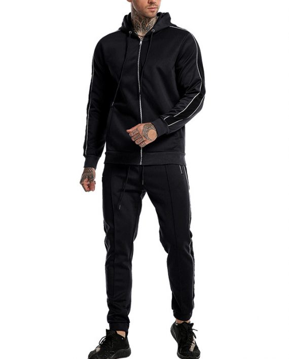 Men Sports Stripe Long Sleeve Top And Pants Tracksuit Sets