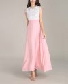 Women Elegant Round Neck Lace Maxi Dress