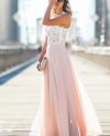 Women Elegant Round Neck Lace Maxi Dress