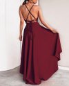 Women Black Plunging Neck Maxi Dress