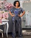 Womens Glimmering Champagne Wide Leg Jumpsuit