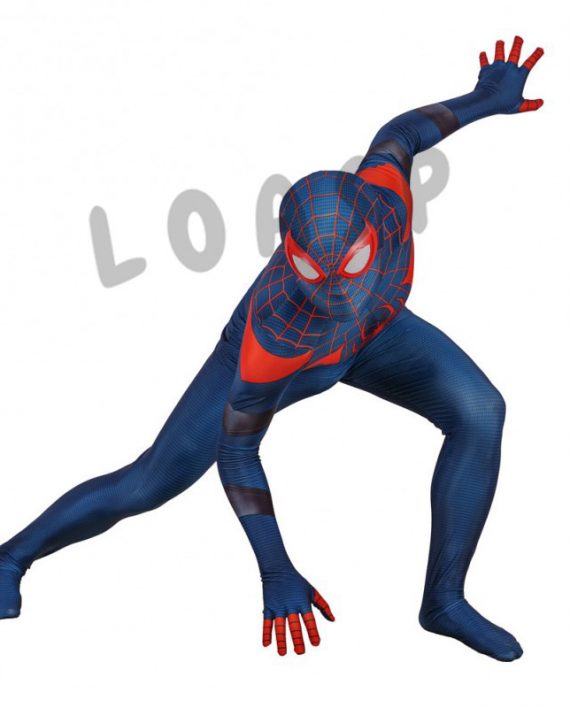 PS5 Spiderman Costume Mens Blue Superhero Cosplay Jumpsuit