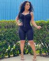 Summer Basic Bodycon Ally Denim Zipper Romper Jumpsuit