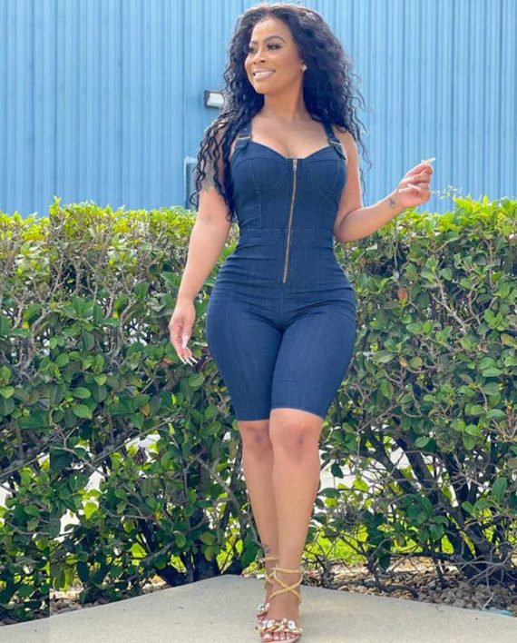 Summer Basic Bodycon Ally Denim Zipper Romper Jumpsuit