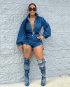 Big Bow Street fashion Denim Short Jumpsuit