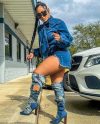 Big Bow Street fashion Denim Short Jumpsuit
