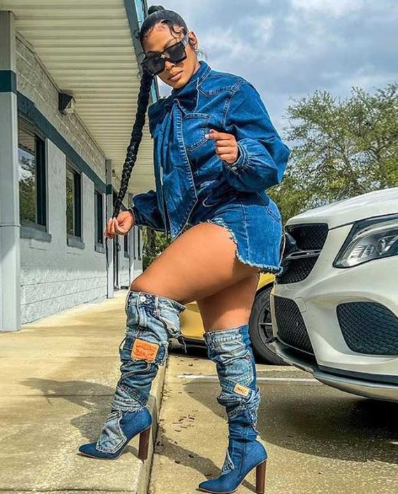 Big Bow Street fashion Denim Short Jumpsuit