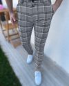 Men Casual Slant Pocket Plaid Pants