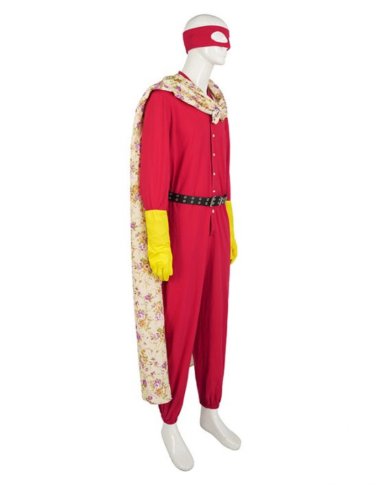 Blankman Costume Red Jumpsuit With Cloack