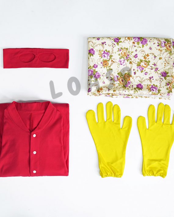 Blankman Costume Red Jumpsuit With Cloack