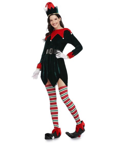 10-2Adult Santa's Boots Holly Christmas Elf Costume