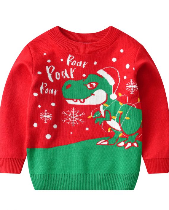 Kids Dinosaur Christmas Sweater