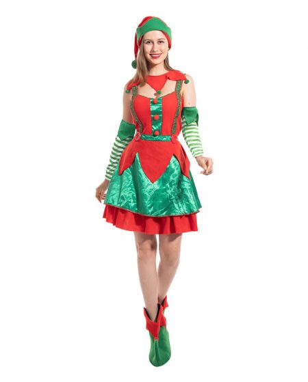 Women Christmas Elf Party Costume