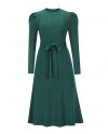 Charming Women's Green Polyester Long Sleeves Jewel Neck Sweater Dress