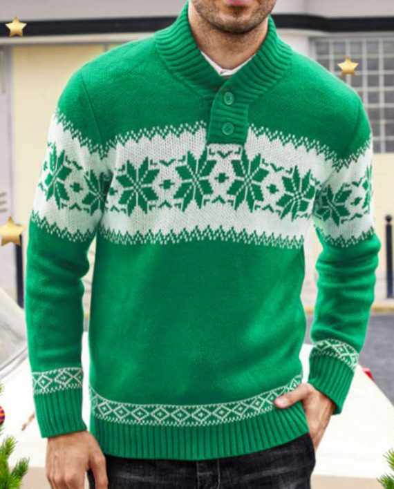 Men Red Snowflake Christmas Sweater