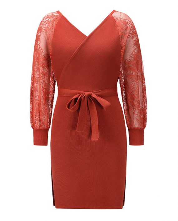 Knitted Charming V-Neck Long Sleeves Dresses