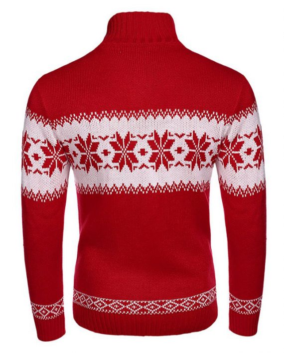 Men Red Snowflake Christmas Sweater