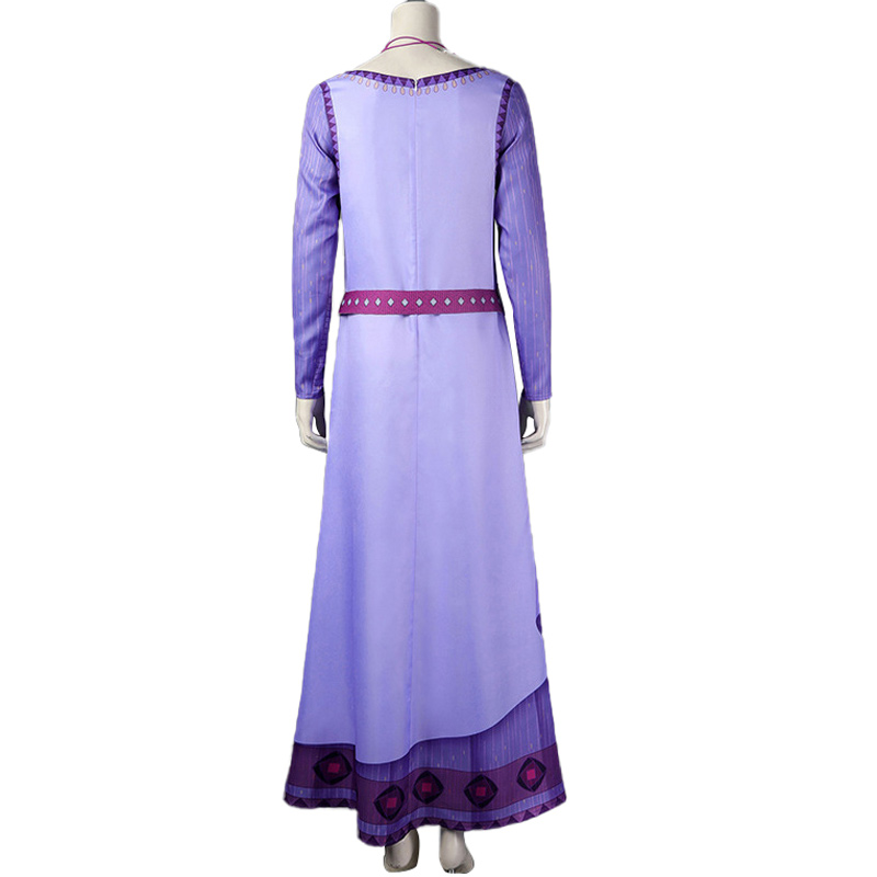 Costume Princesse Asha Wish - Robe Violette Fille, Ceinture, Sac, Bijoux - Cosplay, Fête, 3-12 Ans