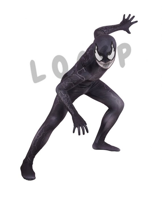 Halloween Venom Costume Black Bodysuit